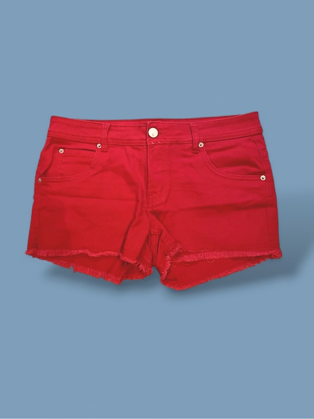 NWOT Seductions by Sirens Y2K Red Cutoff Denim Shorts  Size 11 Juniors